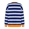 thumbnail image 4 of Sweatshirt for Women Plus Size Oversized Striped Crew neck Long Sleeve Shirt Color Block Pullover Top Trendy (Navy XL), 4 of 6