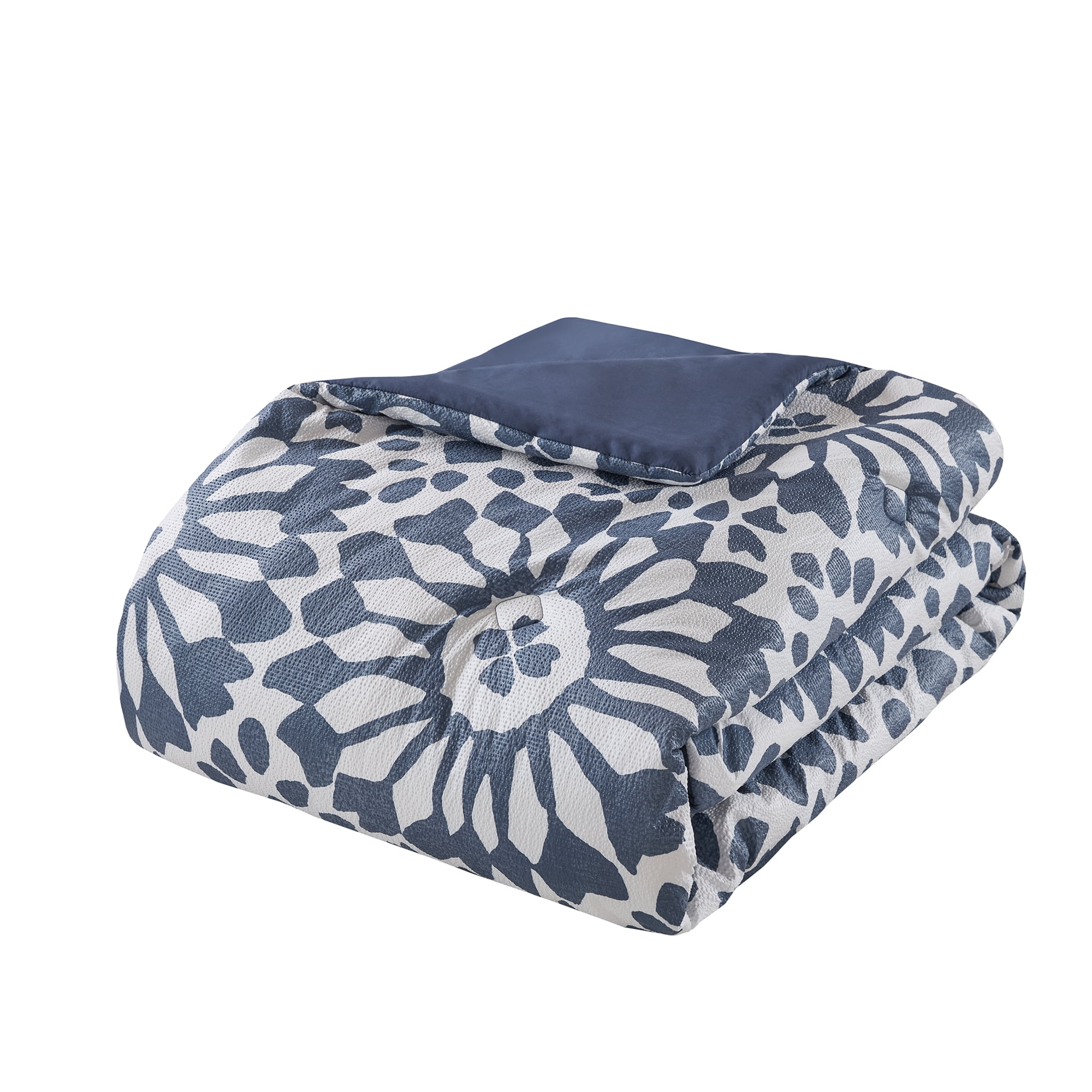 Mainstays All in One Reversible Comforter and Sheet set- 11 Piece, King, Indigo Tile Print