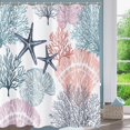 thumbnail image 2 of Shower Curtain,Nautical Coastal Shower Curtains for Bathroom Ocean Beach Seashell Starfish Shower Curtain Sets Marine Underwater Fabric Waterproof Bathroom Curtain Decor 72x72 with Hooks, 2 of 5
