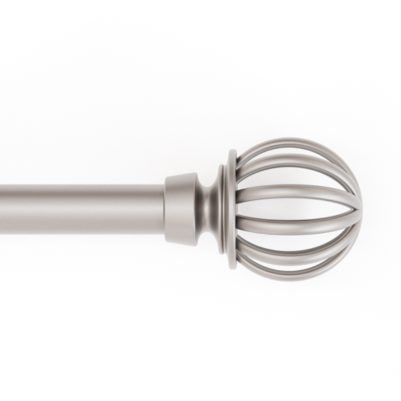 Mainstays 1/2" Nickel Macey Cage Adjustable Curtain Rod Set, 28"-48"