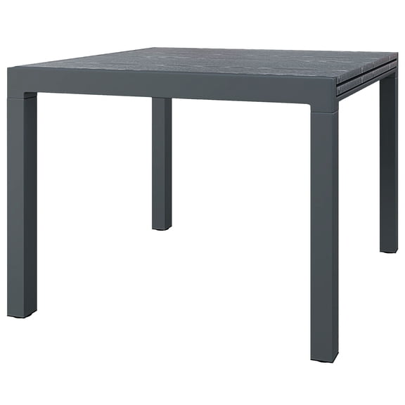 Patio Table for 6-8, Expandable Aluminum Garden Table, Rectangle Outdoor Dining Table with Wood Effect Top, Dark Gray