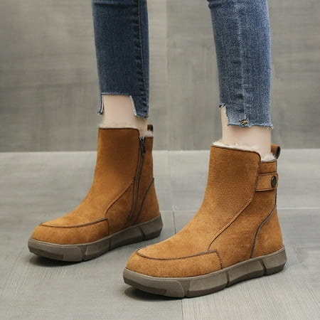 

NEGJ 2022 New Women s Fashion Autumn And Winter Belt Buckle Thick Soled Warm Flat Snow Boots