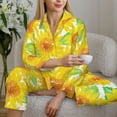 thumbnail image 6 of Fuzoiu Sunflowers2 Print Women's Long-Sleeved Pajama,Lounge Button Down Nightwear,Womens Notch Collar Pajama Set-XX-Large, 6 of 7