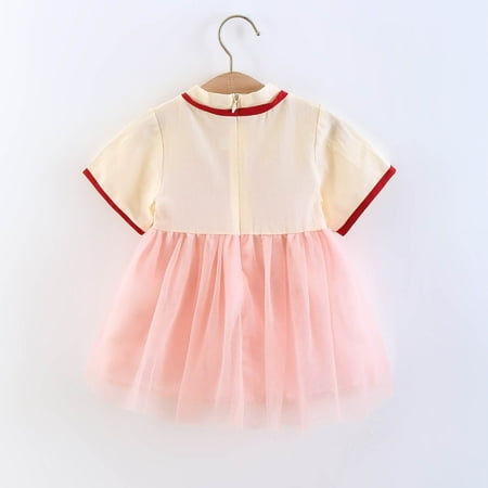 

Cathalem Baby Girls Baptism Dress Toddler Girls Short Sleeve Style Dresses Christmas Dresses for Toddler Girls Dress Pink 2-3 Years