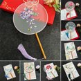 thumbnail image 1 of Paokuoon Chinese Hanfu Round Handheld Fan Double sided Embroidered Flower Pattern Vintage Handmade Fans, 1 of 7