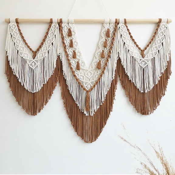 RLESO Large Macrame Wall Hanging - Boho Tapestry Macrame Wall Decor Art- Chic Bohemian Handmade Woven Tapestry Home Decoration for Bedroom Living Room Apartment Wedding Party