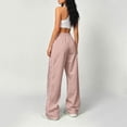 thumbnail image 4 of Womens Parachute Pants Y2k Baggy Wide Leg Track Pants Elastic Waist Jogger Sweatpants Hiking Pants Trousers Pink L, 4 of 5
