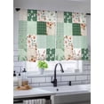 thumbnail image 5 of Sheer Curtains 45 Inch Length 2 Panels Set for Kitchen, Boho Spring Floral Semi Sheer Curtains for Windows, Retro Flowers Plants Patchwork Grid Green Voile Window Treatments Rod Pocket Curtain, 5 of 7