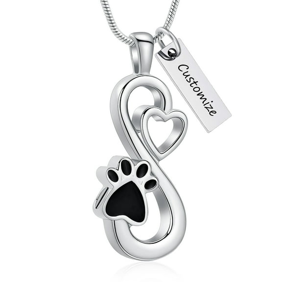Dog / Cat Paw Print Urn Necklace for Ashes Women Men Infinity Necklaces Pet Cremation Jewelry for Ashes Memorial Gifts Memorial Keepsake for Dog, Cat Pet