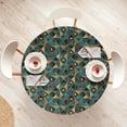 thumbnail image 4 of Ambesonne Mosaic Fitted Round Tablecloth, Geometric Triangles Modern, 40"- 44" Diameter, Pale Eggplant and Teal, 4 of 5