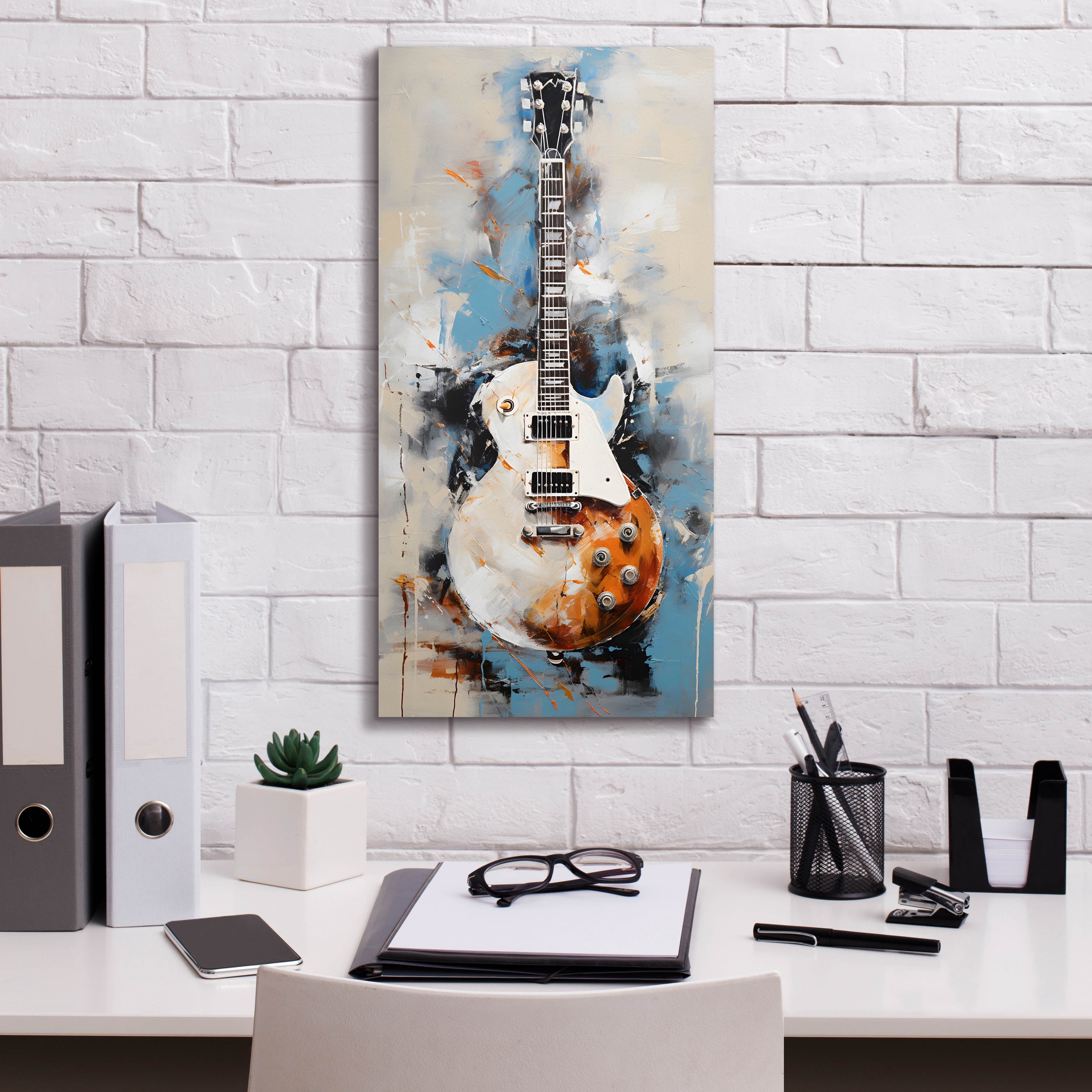 Epic Graffiti 'Les Paul 8'  by Sean Parnell Canvas Wall Art, 12" x 24"