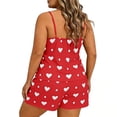 thumbnail image 4 of FchengtaiS Women's Plus Size Pajama Set Heart Print Loungewear Cami Top and Shorts Sleepwear Lounge Summer Pjs, 4 of 7