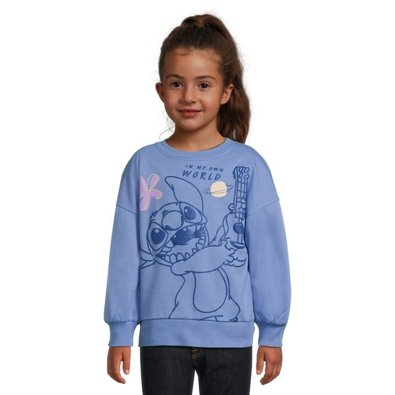 Stitch Girls Sweatshirt with Long Sleeves, Sizes 4-16