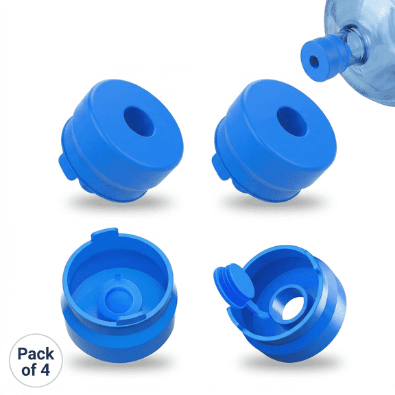 CNDRLEF 4 Pack 55mm Water Jug Caps for 3 & 5 Gallon Bottles, Reusable Food-Grade Silicone, Leakproof Non-Spill for Standard, Screw and Crown Tops