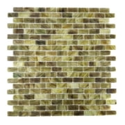 Abolos- Amber 0.63" x 1.25" Glass Mosaic Tile in Brown/Green (1SHEET / 1.12SQFT)