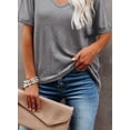 thumbnail image 4 of Asyoly Womens Tops Summer Plus Size V Neck Shirts Short Sleeve Waffle Knit Shirts Cotton T Shirts Solid Color Loose Tee Blouse, 4 of 7