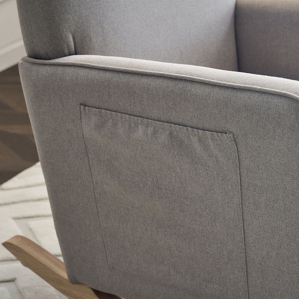 Cotton Linen Fabric Nursery Rocking Chair With Adjustable Footrest
