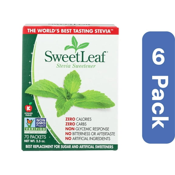 SweetLeaf Stevia Sweetener Packets 1 gram 70 Count (Pack Of 6)