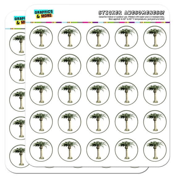 Palm Tree Hawaii Luau Tropical Beach Wedding Shower 1" Scrapbooking Crafting Stickers