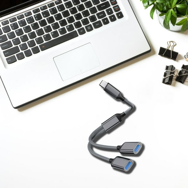 Adaptateur Type-C vers USB - Répartiteur à 2 Ports pour la Recharge et le Transfert de Données, Concentrateur Compact pour Clés USB et Appareils, Prêt à l'Emploi, Matériau ABS Léger