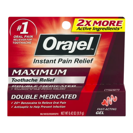 Orajel Soulagement de la douleur instantanée maximale Toothache Relief Double médicamenté, 0,42 OZ