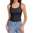 thumbnail image 5 of Womens U Neck Shapewear Built-in Bra Tank High Strechy Sleeveless Slim Fit Tops Camisole Workout Tops Black XL, 5 of 6
