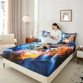 thumbnail image 4 of Manfei Boys Girls Video Game Twin Sheet Sets 3pcs,Abstract Gamepads Twin Fitted Sheet Microfiber,Gradient Lightning Gamer Breathable Flat Sheet,Luxury Bedroom Decor, 4 of 7