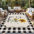 thumbnail image 2 of Sunflowers Outdoor Rug for Patio/Deck/Porch, Non-Slip Large Area Rug 5 x 7 Ft, Yellow Floral Botanical Black White Checkered Rustic Indoor Outdoor Rugs Washable Area Rugs, Camping Rug Carpet Runner, 2 of 8
