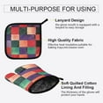 thumbnail image 3 of Yayeee Oven Mitts and Pot Holder Set of 2 Heat Resistant Kitchen Gloves Baking Hot Pad, Red and Purple Plaid Pattern, 3 of 5