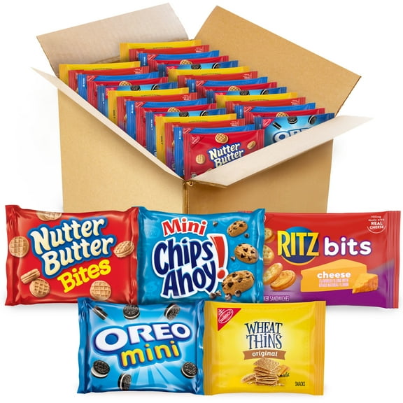OREO, CHIPS AHOY!, Nutter Butter, RITZ & Wheat Thins Cookie & Cracker Variety Pack, 50 Snack Packs