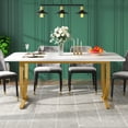 thumbnail image 3 of Tribesigns 63 Inch Rectangular Dining Table for 4 to 6 with Faux Marble Table Top and Metal Legs, 3 of 6