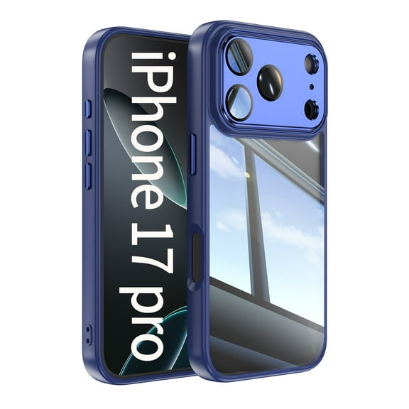 Allytechgroup iPhone 17 Pro Case, Shockproof Bumper Slim Fit Clear Back Cover with Camera Lens Protector - Anti-Scratch Phone Case for Apple iPhone 17 Pro, Blue