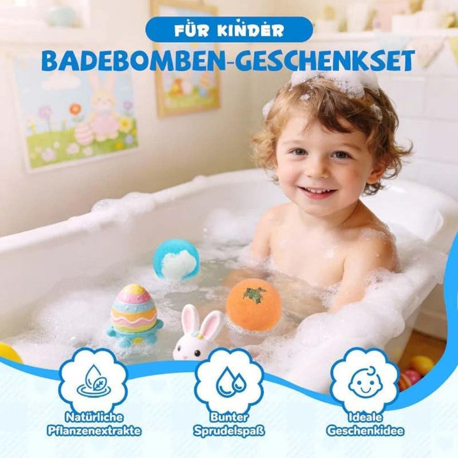 24PCs Natural Bath Bombs Box Set,Bath Salt Ball with Mega Bubbles & Hidden Surprise Inside,Bath Bombs Set with Surprise Ocean Ornaments,Natural Ingredient Bath Salt Skin-Friendly Bathing for Family