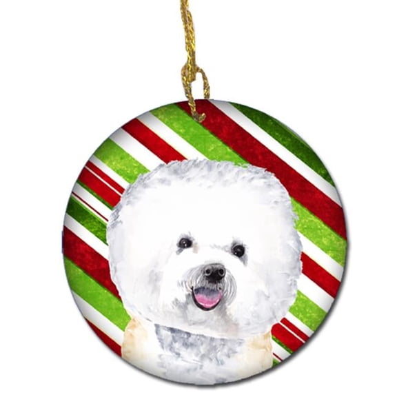 Bichon Frise Candy Cane Holiday Christmas Ceramic Ornament