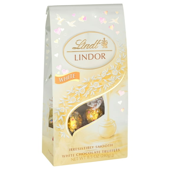 Lindt LINDOR Valentine's Day White Chocolate Candy Truffles, 8.5 oz. Bag