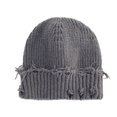 thumbnail image 4 of UTSJKR Broken Beanies for Women/Men Fashion Winter Knitted Cuffed Hats Unisex Ripped Warm Caps Casual Cold Proof Beanie Dark Gray, 4 of 6
