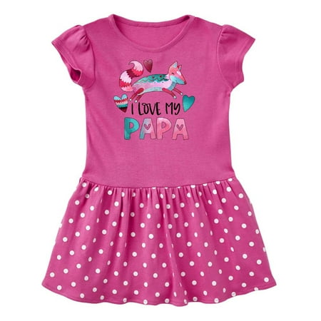 

Inktastic I Love My Papa Pink and Blue Fox with Hearts Gift Toddler Girl Dress