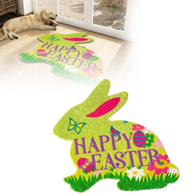 TIELUTT 2026 Easter Bunny Shaped Welcome Mat Absorbent Non And Durable Easter Mat Velvet Easter Bunny Soft Blanket Area Rug under 50 Taupe Throw Blankets Washable Rug Couch Blanket Throw