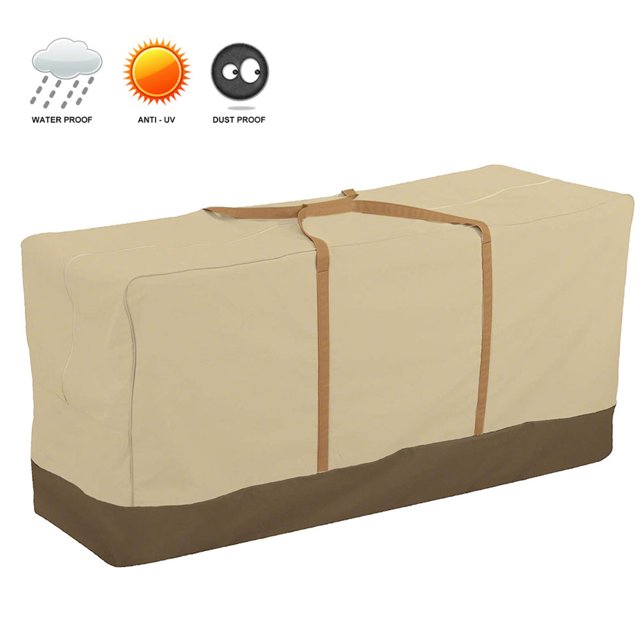 Bolsa de almacenamiento de coj铆n para patio 600D Cubierta de muebles de patio al aire libre resistente a la intemperie con asas de protecci贸n con cremallera