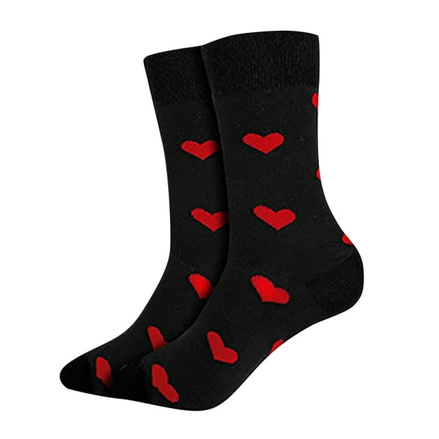 WEAIXIMIUNG Ruffle Socks for Girls Women's Valentine's Day Socks Heart Shaped Contrasting Color Medium Length Socks
