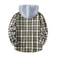 thumbnail image 3 of Mens Flannel Plaid Shirts Casual Button Down Jackets Long Sleeve Color Blocked Stylish Hooded Shirts with Pocket Army Green S, 3 of 3