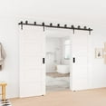 thumbnail image 5 of WINSOON 9FT Sliding Bypass Barn Door Hardware Kit For Double Wooden Doors, Arrow Style Hanger Black Finish, 5 of 7