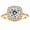 Yellow, variant on 2CT Halo Moissanite Engagement Ring for Women, Cushion Shaped 14k Gold Vermeil 925 Sterling Silver, Promise Wedding Rings for April Birthstone Valentines Day Anniversary Christmas Size 10