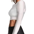 thumbnail image 2 of Outfmvch Crop Tops for Women Sheer Mesh Long Sleeve Crop Tee Womens Tops Crop Tops White, 2 of 8