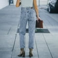 thumbnail image 5 of Hontri Jeans for Women Trendy , Woman Jeans High Waist Straight Jeans Blue Denim Streetwear Vintage Straight Pants Blue L, 5 of 9