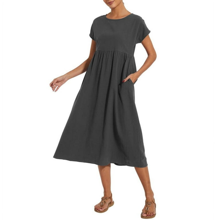 chinese dress ladies Geometric Texture Grey Linen Dress – grizas.com main image 1