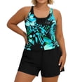 thumbnail image 3 of Busydd Bathing Suits for Women Plus Size Swimsuit S-5XL One Piece Swim Suits Trendy Floral Print Round Neck Straps Swimwear with Pockets, 3 of 10