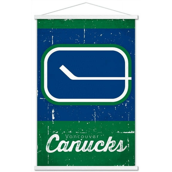 NHL Vancouver Canucks - Retro Logo 13 Wall Poster with Wooden Magnetic Frame, 22.375" x 34"