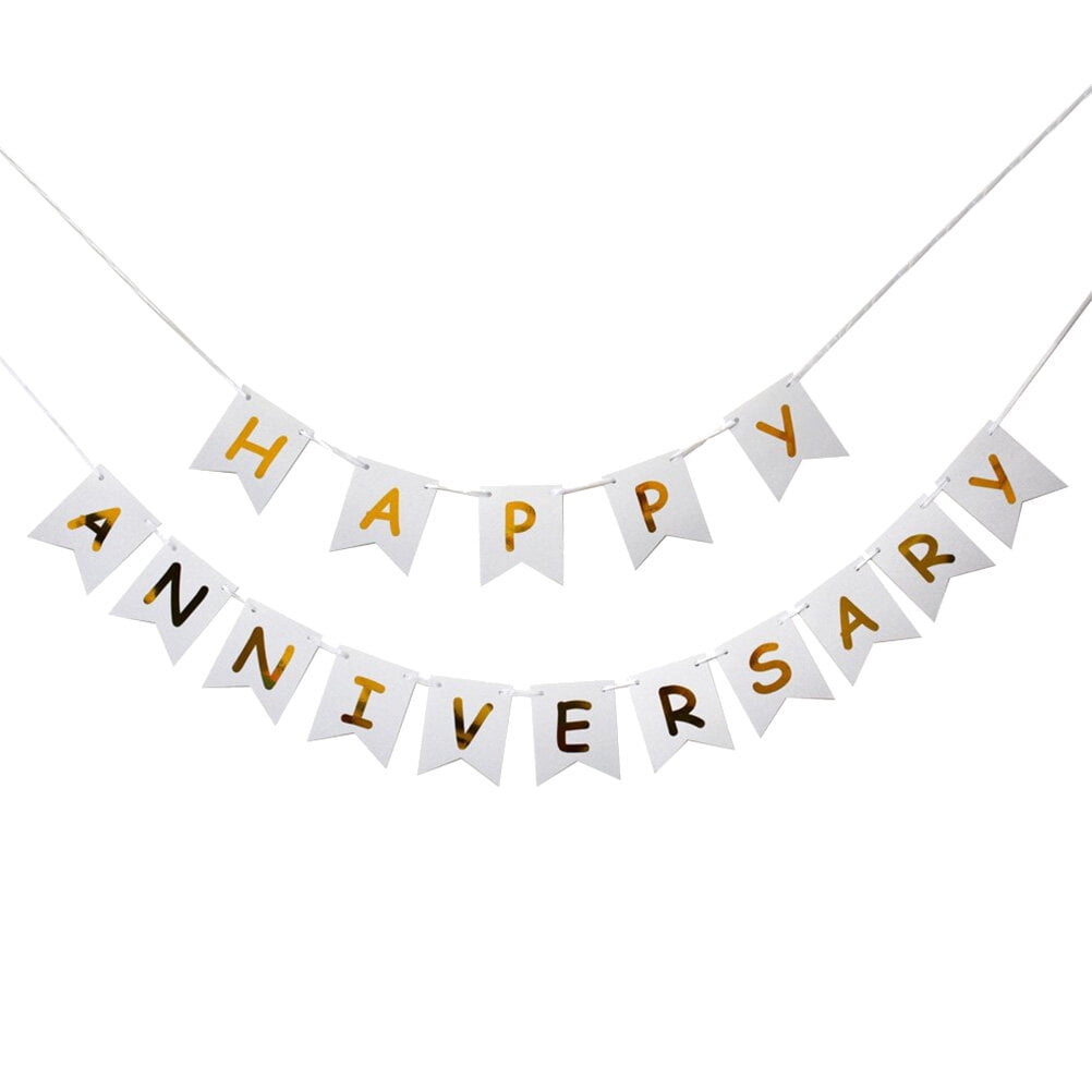 HAPPY ANNIVERSARY Banner Letter Paper Bunting Garland Party Supplies ...
