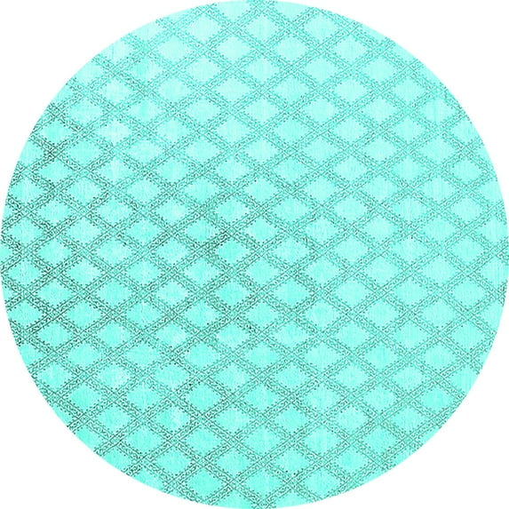 Ahgly Company Indoor Round Trellis Turquoise Blue Contemporary Area Rugs, 4' Round